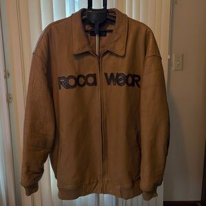 Men’s pre-owned Vintage Tan Rocawear Lamb’s Leather Bomber Coat